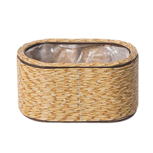 SELVFZ Natural Rattan Flower Pots Ländlicher Pflanzer Mit Plastik Liner Ideal Für Innengärten Und Außenbalkonschreibtisch Aufbewahrung Verwenden Sie Gewebten Pflanzgefäßtopf von SELVFZ