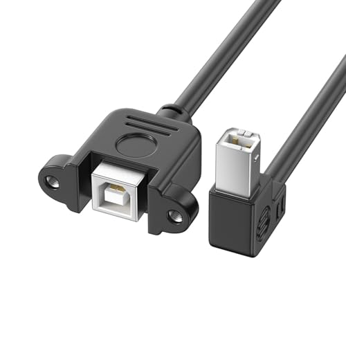 SELVFZ USB 2.0 Druckerkabel Mit Schrauben Für Panel Mount Typb Männliche Weibliche Abschirmung 90 Grad Ellbogen Für Schnelle Datenübertragung Flexible Bürozubehör von SELVFZ