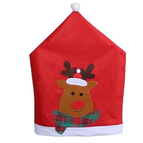 SELVFZ Weihnachtsstuhlabdeckungen Santa Snowman Elch Stuhl Rückenabdeckung Waschbar Esszimmer Stuhl Protektor Festival Home Decorations Stuhl Rückenabdeckung von SELVFZ