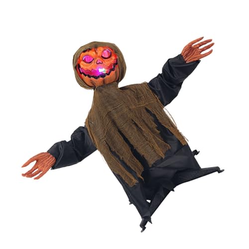 SELVFZ Sprachkontrollierte Glühende Geisterkürbis Ornament Mit Unheimlichen Effekten Für Garten Halloween Party Decor Innen Und Außenständer von SELVFZ