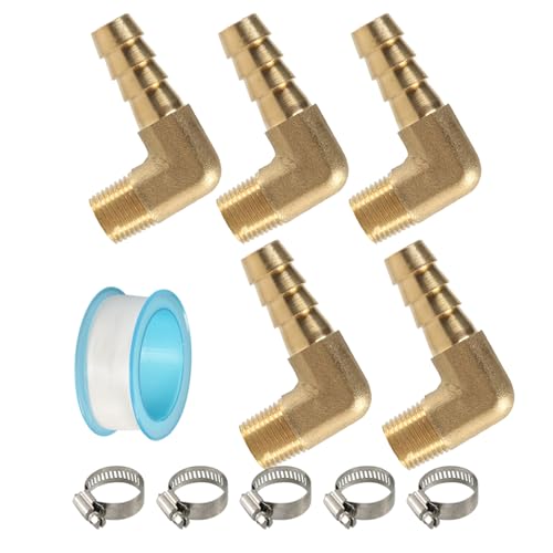 5pcs Messingschläuche Rohrvermessungen Kupplungen Ellbogen Stachelbuhlkupplern Anschlüsse Adapter Wasserrohranschluss Für Brennstoffe/Wasser/Luft/Öl Messing Barb Schläuche Anlage von SELiLe