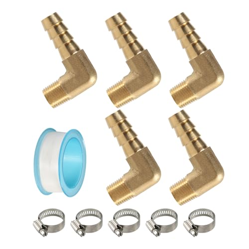 5pcs Messingschläuche Rohrvermessungen Kupplungen Ellbogen Stachelbuhlkupplern Anschlüsse Adapter Wasserrohranschluss Für Brennstoffe/Wasser/Luft/Öl Messing Barb Schläuche Anlage von SELiLe