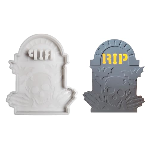 Detaillierte Skelett Grabstein Silikonform Handgefertigt Zement Grabstein Ornament Silikon Für Halloween Party Dekore Wiederverwendbares Grabsteinguss von SELiLe
