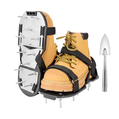 Ergonomische Rasenflächen Spikes Lawns Lerator Und Schaufel Set Für Verbesserte Bodenbelüftungsstätten Heimgärten Oder Farms Rasenschuhe Metallbodenschuhschuhschuhe von SELiLe