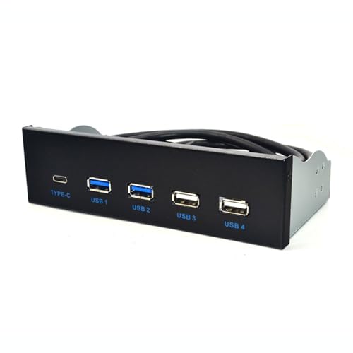 SELiLe 5,25 Zoll Medien-Dashboards USB 3.1 Frontpanel 2 USB 3.0 + 2 USB 2.0 + TypeC TypeE für PC Desktop 5,25 Zoll ROM Laufwerksschacht USB 3.0 + USB 2.0 + TypeC von SELiLe
