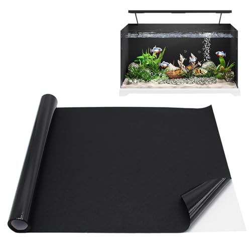 SEMGABO Aquarium Hintergrundfolie mit Kleber Schwarz 50 x 200 cm – Selbstklebende Rückwandfolie für Aquarium, Fisch Unterwasserwelt Wandposter, zuschneidbar von SEMGABO