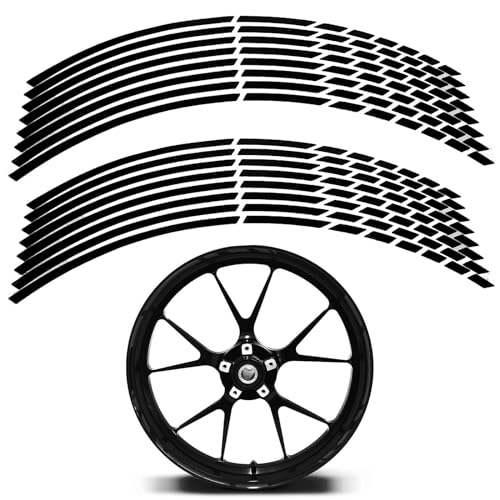 Felgenaufkleber,Reflective Wheel Felgen streifen Aufkleber,Felgenrandaufkleber Komplettset,Felgenrandaufkleber Felgenband,Motorrad Fahrrad Auto Blau Motorradaufkleber Komplettset,Schwarz von SEMINISMAR