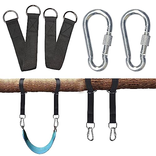 SEMINISMAR Seil Hängesessel,Haken Karabiner für Tür Reck,Hängematten Befestigung,Schaukel Befestigung Baum,Swing Hanging Gurt Hängematte Hängesessel Wasserdicht D-Ringen Polyester Fiber Gurt (B) von SEMINISMAR