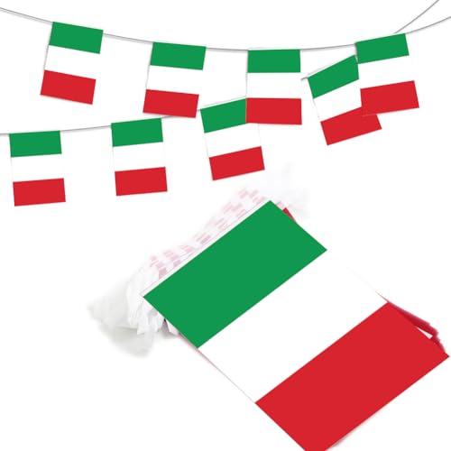 Italien Flagge Rechteck Girlande,Italien Flagge Girlande,Italien Flagge Nationalflagge,Wimpelkette Italien Fahnen,Italien Banner,Flagge Italien Girlande,Für Partydekoration,14X21cm,5 Meter,20 Stück von SEMINISMAR