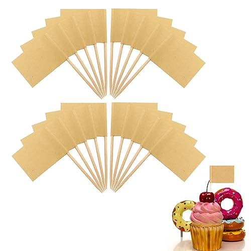 Leere Zahnstocher Flaggen,Käse Marker,Cupcake Topper Flaggen,Kennzeichnung für Party Kuchen,Dekorative Zahnstocher,Flaggen Kennzeichnung,Mini Zahnstocher Fähnchen,Leere Käsemarker,Kraft von SEMINISMAR