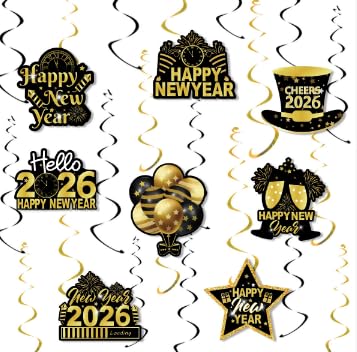 Neujahr Dekoration Set Luftschlangen Gold,Silvester Deko,24 Stück von SEMINISMAR