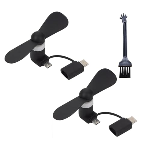 SEMINISMAR Mini-Handy-Lüfter,Tragbarer Mini-USB-Handy-Lüfter,USB Ventilator Klein Leise,2-in-1-Lüfter für Android-Telefone/Type-C-Telefone (Schwarz*2 PCS) SEMINISMAR Mini-Handy-Lüfter,Tragbarer Mini-USB-Handy-Lüfter,USB Ventilator Klein Leise,2-in-1-Lüfter für Android-Telefone/Type-C-Telefone (Schwarz*2 PCS) von SEMINISMAR