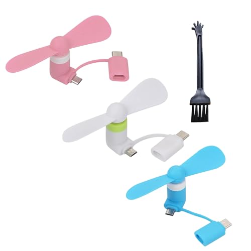 SEMINISMAR Mini-Handy-Lüfter,Tragbarer Mini-USB-Handy-Lüfter,USB Ventilator Klein Leise,2-in-1-Lüfter für Android-Telefone/Type-C-Telefone (Weiß&Pink&Blau) SEMINISMAR Mini-Handy-Lüfter,Tragbarer Mini-USB-Handy-Lüfter,USB Ventilator Klein Leise,2-in-1-Lüfter für Android-Telefone/Type-C-Telefone (Weiß&Pink&Blau) von SEMINISMAR