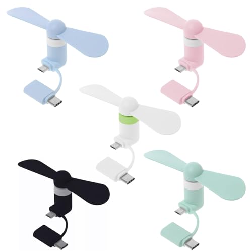 SEMINISMAR Mini-Handy-Lüfter,Tragbarer Mini-USB-Handy-Lüfter,USB Ventilator Klein Leise,2-in-1-Lüfter für Android-Telefone/Type-C-Telefone (Schwarz&Weiß&Pink&Grün&Blau) SEMINISMAR Mini-Handy-Lüfter,Tragbarer Mini-USB-Handy-Lüfter,USB Ventilator Klein Leise,2-in-1-Lüfter für Android-Telefone/Type-C-Telefone (Schwarz&Weiß&Pink&Grün&Blau) von SEMINISMAR