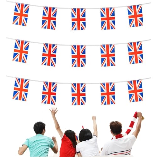 UK Flagge Rechteck Girlande,UK Flagge Girlande,UK Flagge Nationalflagge,Wimpelkette UK Fahnen,Großbritannien Banner,Flagge UK,Girlande,Für Partydekoration,14X21cm,Länge 5 Meter,20 Stück von SEMINISMAR