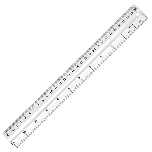 Aluminium Lineal Skalierung cm/Inch: Mit rutschhemmender Beschichtung garantiert ein exaktes Messen durch eine feine flache Kantenführung (30 cm) von SEMPLIX