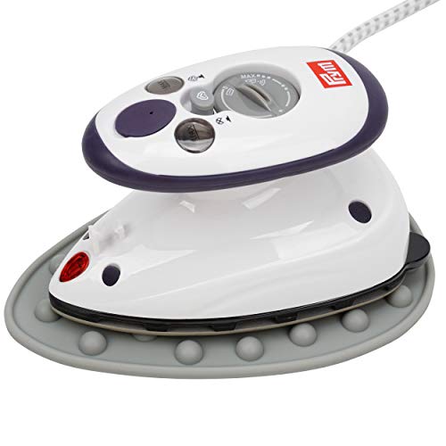 Prym Mini Dampf Bügeleisen Mit SEMPLIX Silikon Ablage (grau) Im Set, Kleines Leichtes Dampf Bügeleisen Für Reise und Zuhause von SEMPLIX