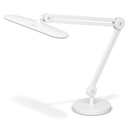 SEMPLIX LED Arbeits-Lampe Weiß: (117 PCS LED, 4fach dimmbar) Mit Tischstandfuß und -Klemme, höhenverstellbarem Lampenarm von SEMPLIX