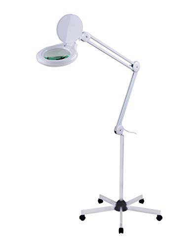 SEMPLIX LED Lupen-Stehlampe 3D weiß (Linse 127 mm/dimmbar/Standfuß mit Rollen) von SEMPLIX