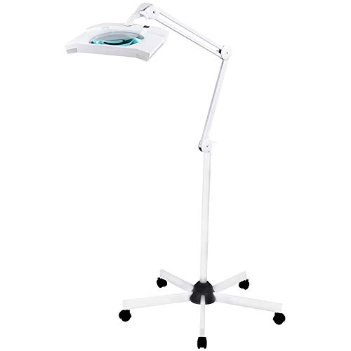 SEMPLIX LED Lupen-Stehlampe 3D weiß (Linse 189 x 157 mm/dimmbar/Standfuß mit Rollen) von SEMPLIX