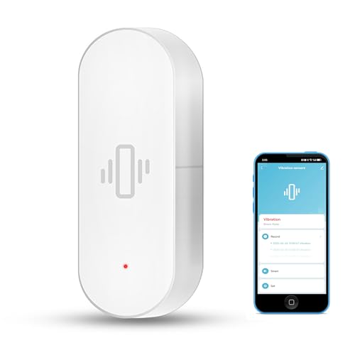 Intelligenter Vibrationssensor: Drahtloser Glasbruchmelder, WiFi-Türsensor mit App-Alarmen, einstellbare Empfindlichkeit, Glasbruch-Sicherheitssensor für Alarmanlage und Heimautomatisierung (1er-Pack) von SENCKIT