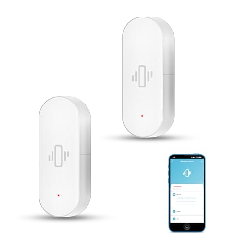 Intelligenter Vibrationssensor: Drahtloser Glasbruchmelder, WiFi-Türsensor mit App-Alarmen, einstellbare Empfindlichkeit, Glasbruch-Sicherheitssensor für Alarmanlage und Heimautomatisierung (2er-Pack) von SENCKIT
