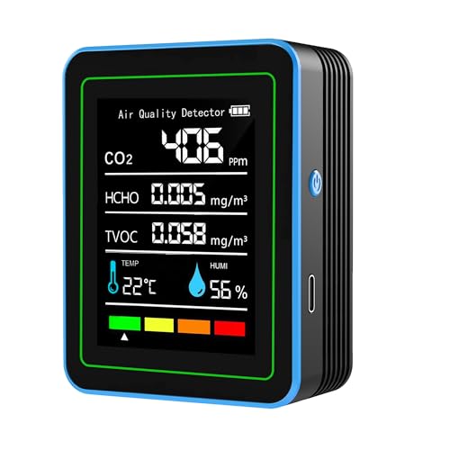 Luftqualitätsmonitor für Innenräume: Temperatur- und Feuchtigkeitssensor mit CO2, TVOC, HCHO, professioneller tragbarer Detektor, 5-in-1-Luftqualitätsmesser für Zuhause, Büro, Schule, Hotel Luftqualitätsmonitor für Innenräume: Temperatur- und Feuchtigkeitssensor mit CO2, TVOC, HCHO, professioneller tragbarer Detektor, 5-in-1-Luftqualitätsmesser für Zuhause, Büro, Schule, Hotel von SENCKIT