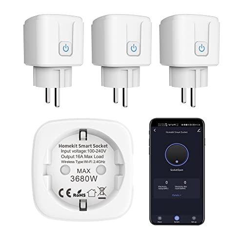 Smart Plug Steckdose: Intelligente Steckdose, kompatibel mit Apple HomeKit, Siri, Alexa, Google Assistant, Sprach- und App-Fernbedienung, WiFi-Stecker mit Timer/Zeitplan/Energieüberwachung (4-pack) von SENCKIT