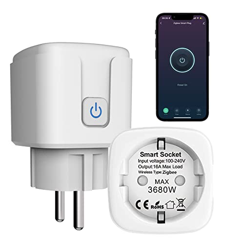 Smart Plug Zigbee Smart Outlet:Smart Socket mit Timer & Countdown-Funktion,Tuya App und Sprachsteuerung,Energiemonitor, ZigBee Hub erforderlich,Smart Switch Funktioniert mit Alexa (Zigbee, 1-pack) von SENCKIT