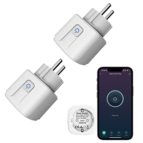 Smart Plug Zigbee Smart Outlet:Smart Socket mit Timer & Countdown-Funktion,Tuya App und Sprachsteuerung,Energiemonitor, ZigBee Hub erforderlich,Smart Switch Funktioniert mit Alexa (Zigbee, 2-pack) von SENCKIT