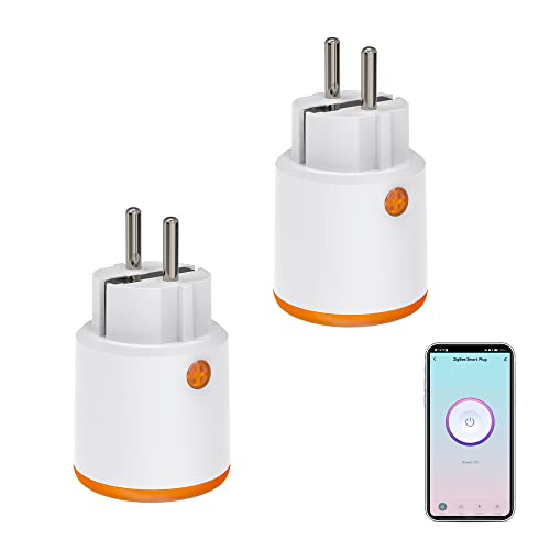 Smart Power Plugs:Zigbee Smart Plug mit Mess und Timerfunktion,Tuya AppSteuerung,Push-Benachrichtigung,Zigbee Hub erforderlich, 16A Zigbee Stecker,kompatibel mit Alexa Google Home (2-pack) von SENCKIT