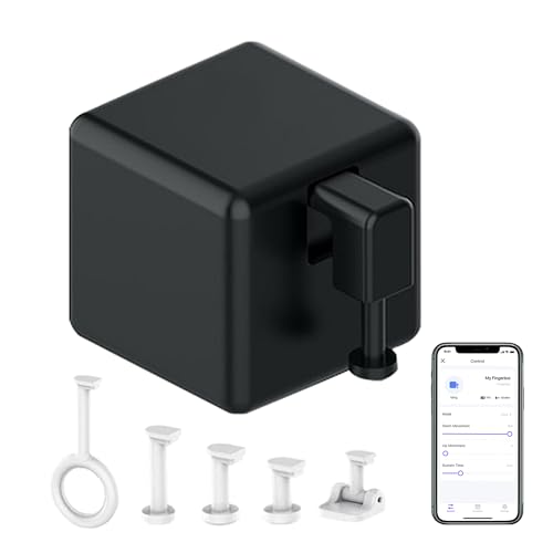 Smart Switch Button Pusher: Bluetooth Fingerbot Plus mit Toolkit für alle Schalter, Tuya App-Steuerung, Tuya Bluetooth Hub hinzufügen, um es mit Alexa, Google Home kompatibel zu machen (Schwarz) von SENCKIT