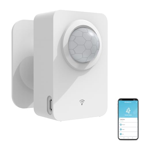 Smart Wi-Fi Bewegungsmelder, Drahtloser PIR-Bewegungsmelder mit App-Benachrichtigungsalarm und Großflächenerkennung, Batterie- oder USB-betrieben, Kontaktsensor für Home Security & Smart Home von SENCKIT