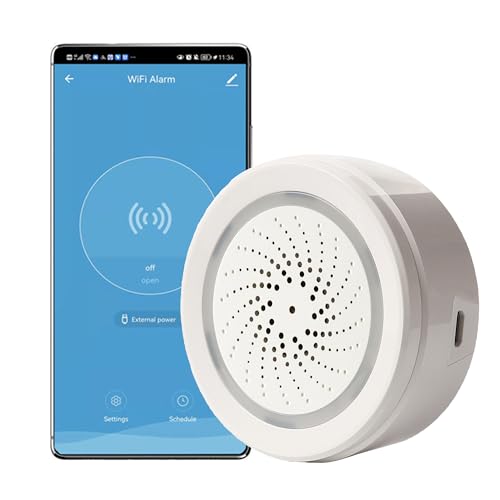 【Smart Wi-Fi Sirene Alarm】 Kabellose Stroboskop-Sirene mit Ton- und Lichtalarm, 100 dB Sounder, App-Fernbedienung, Einbruchalarm, Links mit Tuya Smart-Geräten für Haussicherheit & Hausautomation von SENCKIT