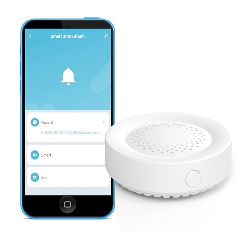 Smart Wi-Fi Sirene Alarm: Home Security Alarm mit 100dB Sounder, Drahtloser Einbruchalarm, App-Fernbedienung, Links mit Tuya Smart-Geräten für Haussicherheit & Hausautomation, Kompatibel mit Alexa von SENCKIT