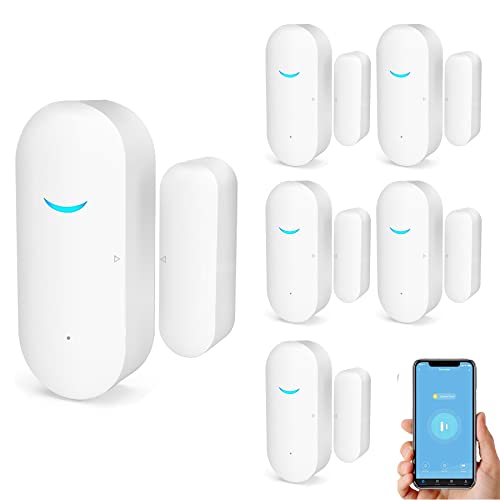 Tuya WiFi Door and Window Sensors, Smart Alarm with Free Notification App Control, Home Security Alarm System, No Hub Required, Compatible with Alexa, Google Home (6 Pack) von SENCKIT