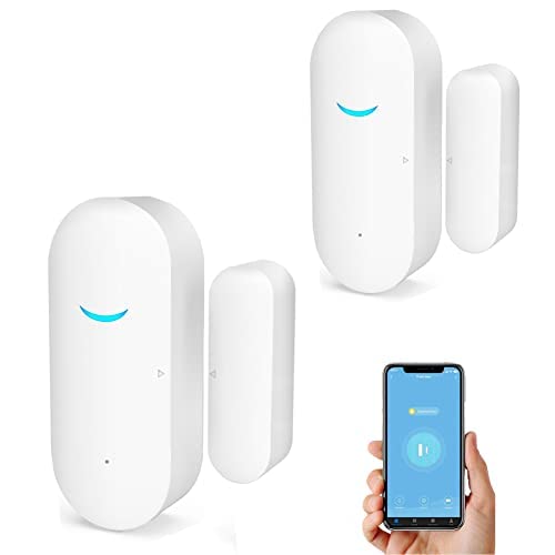 Tuya WiFi Door and Window Sensors, Smart Alarm with Free Notification App Control, Home Security Alarm System, No Hub Required, Compatible with Alexa, Google Home (2 Pack) von SENCKIT