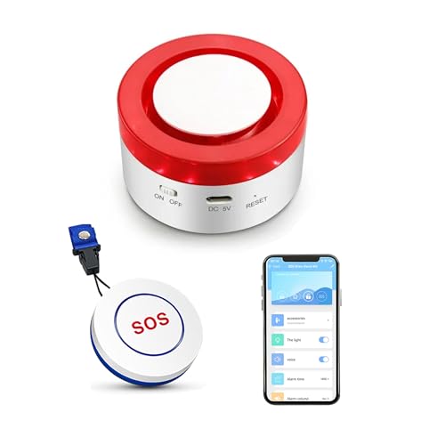 WiFi Caregiver Pager Call Button: Wireless Nurse Alert Call Bell Personal Alarm Call Button with App Alerts Emergency Alert Pager for Elderly Patients (1 SOS Button+1 Siren) von SENCKIT