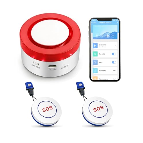 WiFi Caregiver Pager Call Button: Wireless Nurse Alert Call Bell Personal Alarm Call Button with App Alerts Emergency Alert Pager for Elderly Patients (2 SOS Button+1 Siren) von SENCKIT