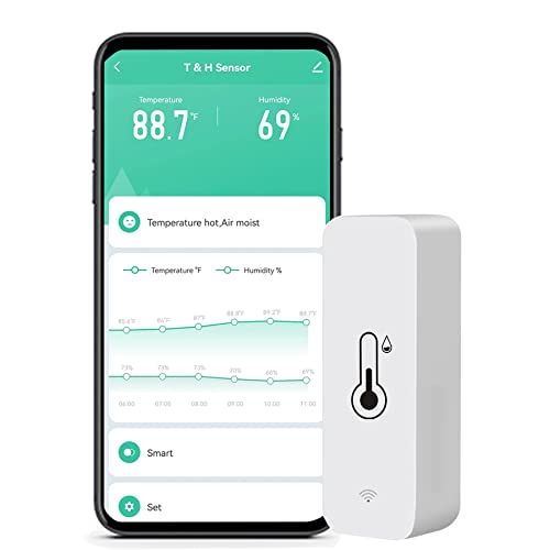 SENCKIT WiFi-Feuchtigkeits- und Temperaturmonitor, intelligentes Hygrometer-Thermometer für Fernüberwachung und Alarm, hochpräzises Innenthermometer mit TUYA-App, kompatibel mit Alexa (1 Stück) von SENCKIT