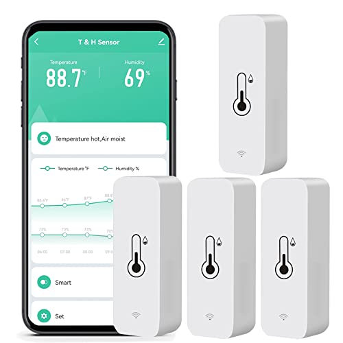 SENCKIT WiFi-Feuchtigkeits- und Temperaturmonitor, intelligentes Hygrometer-Thermometer für Fernüberwachung und Alarm, hochpräzises Innenthermometer mit TUYA-App, kompatibel mit Alexa (4 Stück) von SENCKIT
