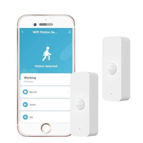 WiFi PIR Bewegungsmelder: Smart Indoor Bewegungsmelder mit App-Benachrichtigungen & Aufzeichnungen, Batterie enthalten, Infrarot-Bewegungsmelder für Fernmonitor und Hausautomation (2er-Pack) von SENCKIT