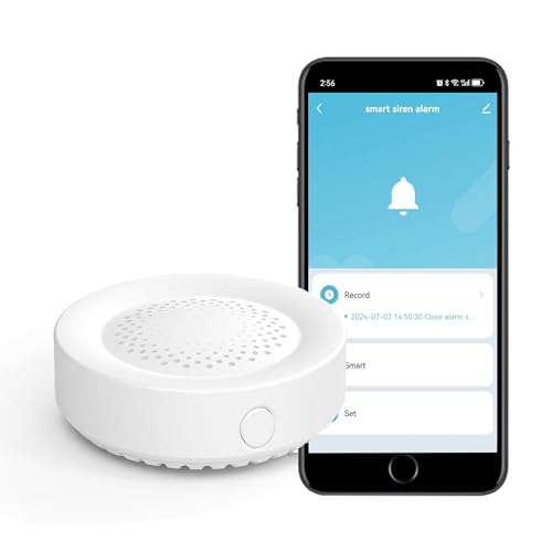 WiFi Smart Sirene Alarm: Home Security Alarm mit 100dB Sounder, App-Steuerung, Smart Alarm Sirene für Home Safety System & Smart Home Automatisierung, Drahtloser Einbruchalarm, Kompatibel mit Alexa von SENCKIT