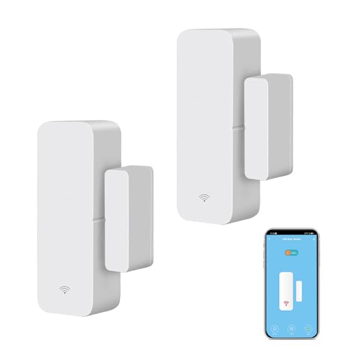 WiFi Türsensor Fenster Detektor: Smart Window Contact Sensor, Wireless Magnetic Door Open Detector with Free Notification Alerts, Compatible with Alexa Google Assistant (2-Pack) von SENCKIT