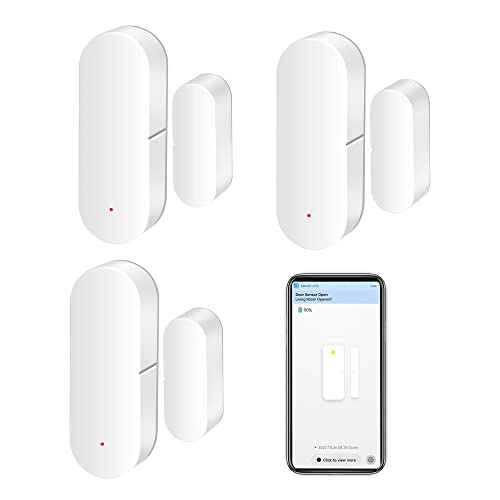 WiFi-Türsensor: Intelligente Tür-Offen-/Geschlossen-Detektoren, drahtlose Fenstersensor-App-Benachrichtigung, Kontaktsensor für die Sicherheit zu Hause, passend für Alexa Google Assistant (3pack) von SENCKIT