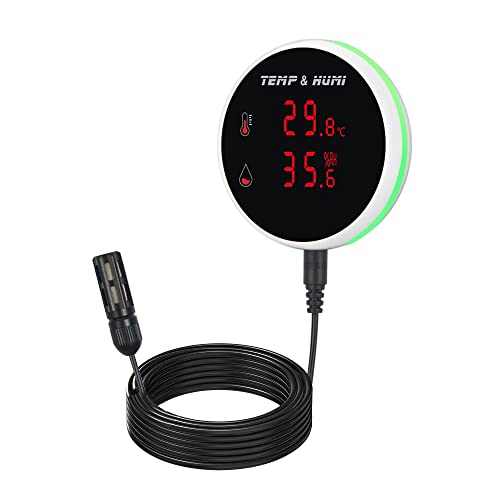 Wifi-Temperatur-Feuchtigkeitssensor, digitales Thermometer-Hygrometer mit Sonde und wiederaufladbarem Akku, Summeralarm und App-Warnungen, Temperatur-Feuchtigkeitsmonitor für Gefrierinkubator Haustier von SENCKIT