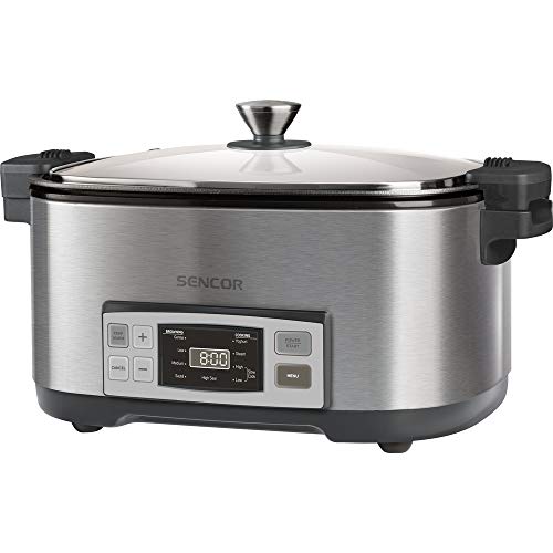 SENCOR SPR 5500SS Slowcooker, 1350 Watt, Kochbehälter, 4 einstellbare Kochfunktionen, Edelstahl von SENCOR