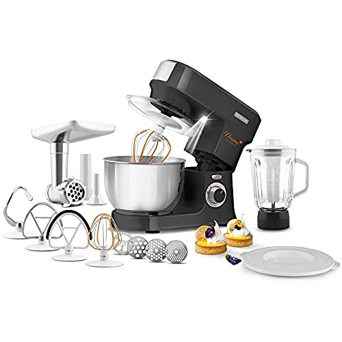 Sencor Multifunktions-Küchenmaschine – Hoch ausgestattet, Leistungsstarker 1000W Mixer, Komplettes Zubehör, LED-Beleuchtung, Blender, Fleischwolf, Keksmaschine, Edelstahl-Schüssel, magnetischer Deckel von SENCOR