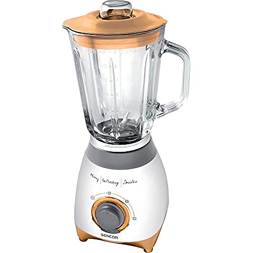 SENCOR SBL 4370 Standmixer mit 1,5 Liter Glasbehälter (500 Watt, 2 Geschwindigkeiten, Zwei Edelstahlklingen zum Zerkleinern von Eis) weiß von SENCOR