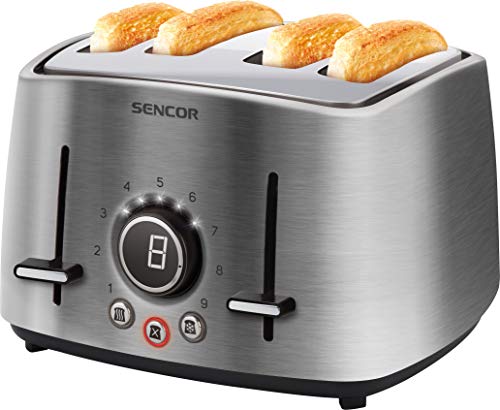 Sencor STS 5070SS Elektrischer Toaster für Vier Scheiben Toastbrot, 9 Stufen für Einstellung der Röstintensität, 1 600W, Weiss von SENCOR